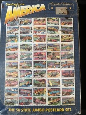 Limited Edition 'Greetings from America' 50-State Postcard Set - Blue